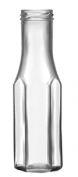 Ketchup-Weithalsflasche 256ml 6-eck, Mündung TO43  Lieferung ohne Verschluss, bei Bedarf bitte separat bestellen!